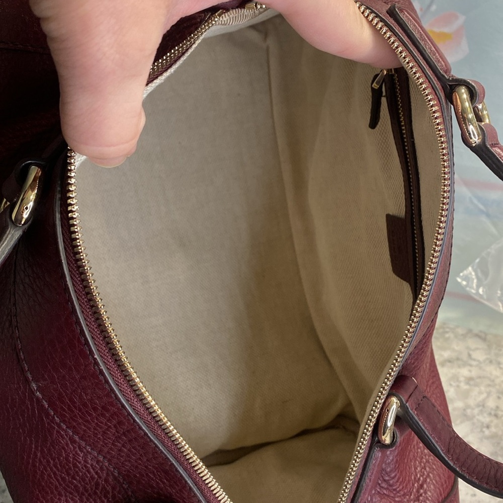 Gucci SoHo Bordeaux Leather Bowler Boston Bag Interlocking GG With COA and Dusty - Picture 10 of 15